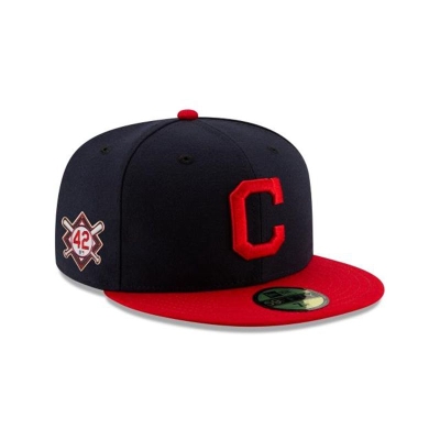 Blue Cleveland Indians Hat - New Era MLB Jackie Robinson Day 59FIFTY Fitted Caps USA5479082